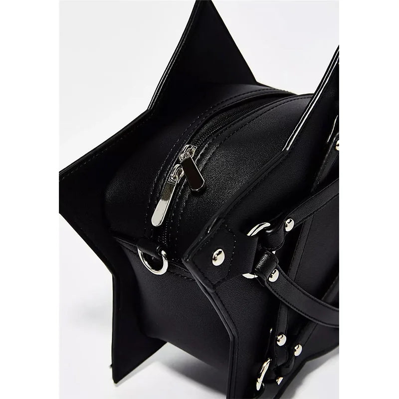 Sac Pentagramme Gothique JIEROTYX Cuir - Bandoulière Dark Punk Designer Unisexe Noir