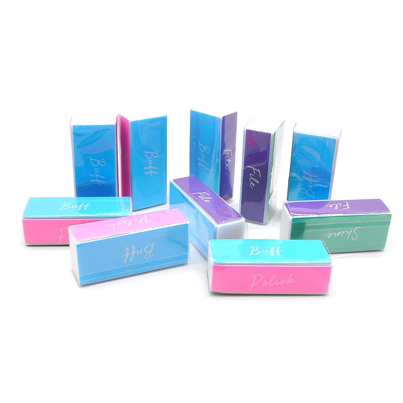 Lot 20 Limes à Ongles 4 Étapes - Bloc Polissage Manucure Pédicure Professionnel