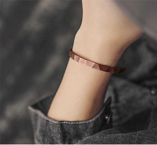 Bracelet Cuivre Pur Fait Main Oxydé Punk – Manchette Sculptée Rustique Unisexe Cadeau