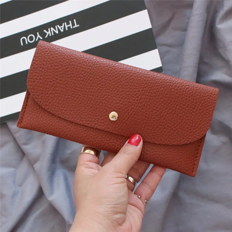 Portefeuille Femme Long Coloré Style Coréen - Porte-Cartes Cuir PU avec Fermoir