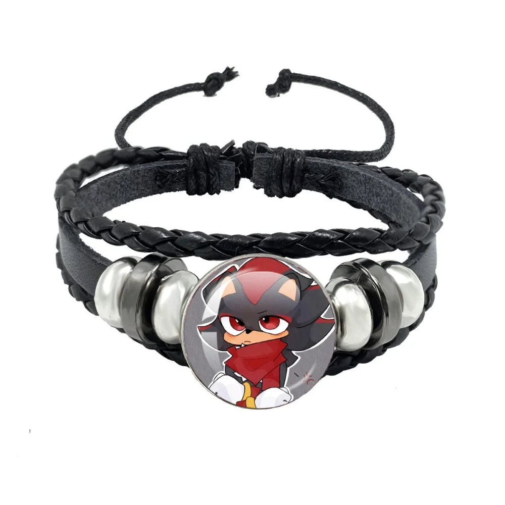 Bracelet Shadow le Hérisson Cabochon Verre – Cuir Multicouche Tressé Unisexe