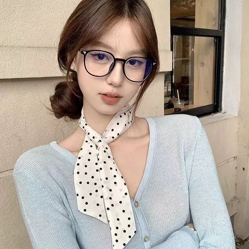 Foulard Ruban Soie Imprimé Léopard Femme - Bandeau Sac Neckerchief Skinny Luxe Mode