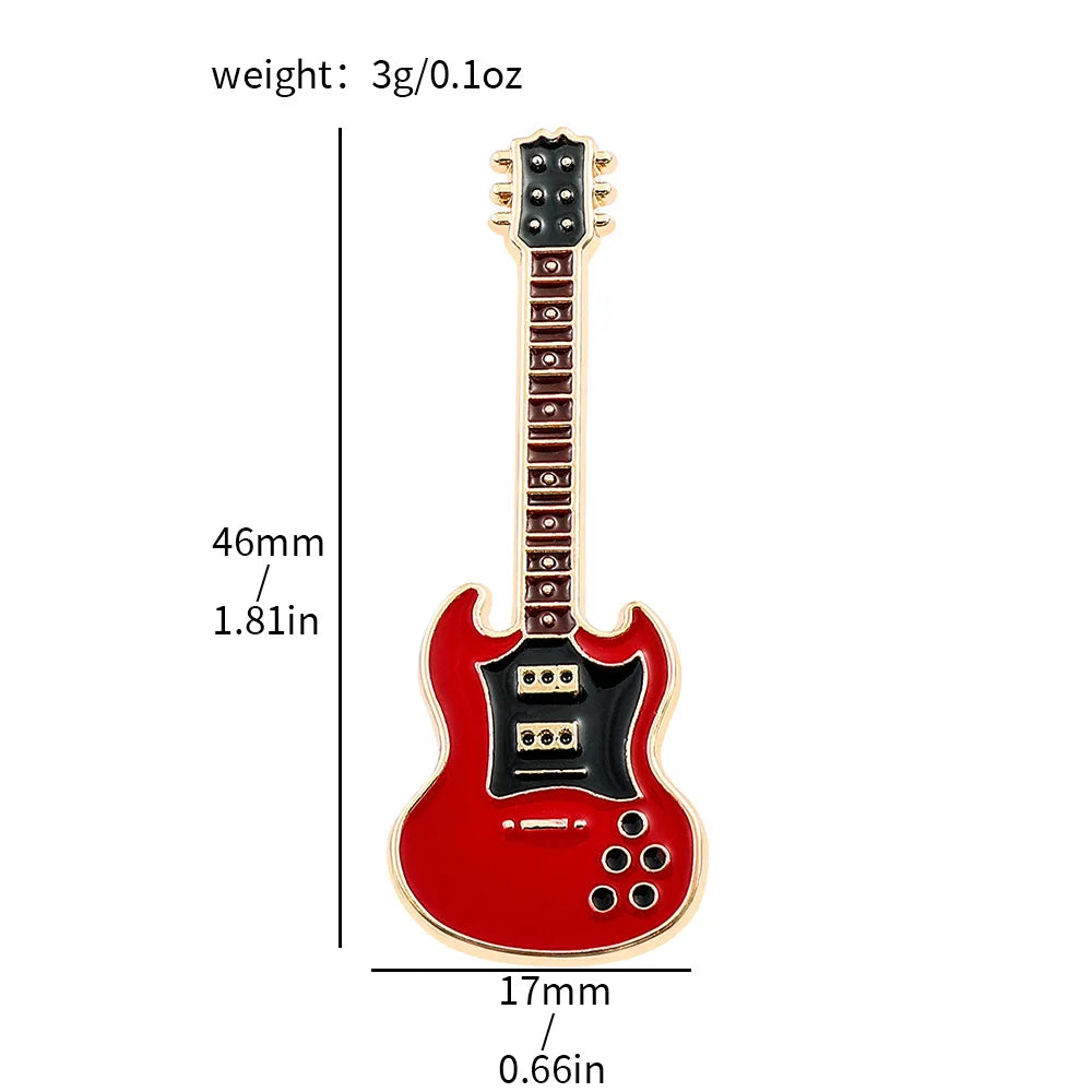 Broche Guitare Instrument Musical Amusante Émaillée – Pin's Badge Kpop Rock Musique Unisexe