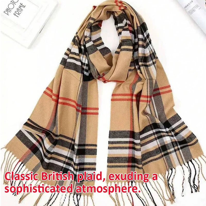 Foulard Écharpe Homme Carreaux Hiver - Châle Doux Cachemire Franges Classique