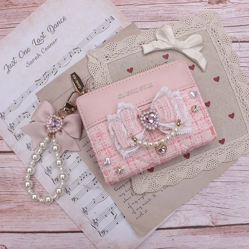 Portefeuille Femme Lolita Mignon Cuir PU - Court Porte-Cartes Monnaie Kawaii Cadeau Fille