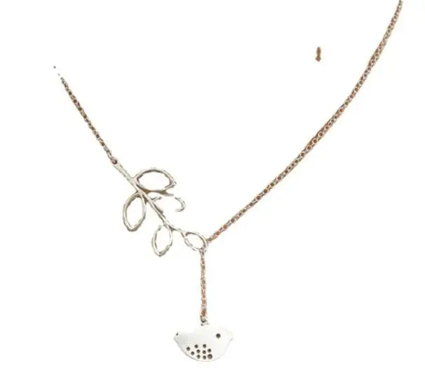 Collier Choker Oiseau Feuilles – Pendentif Statement Nature Doré