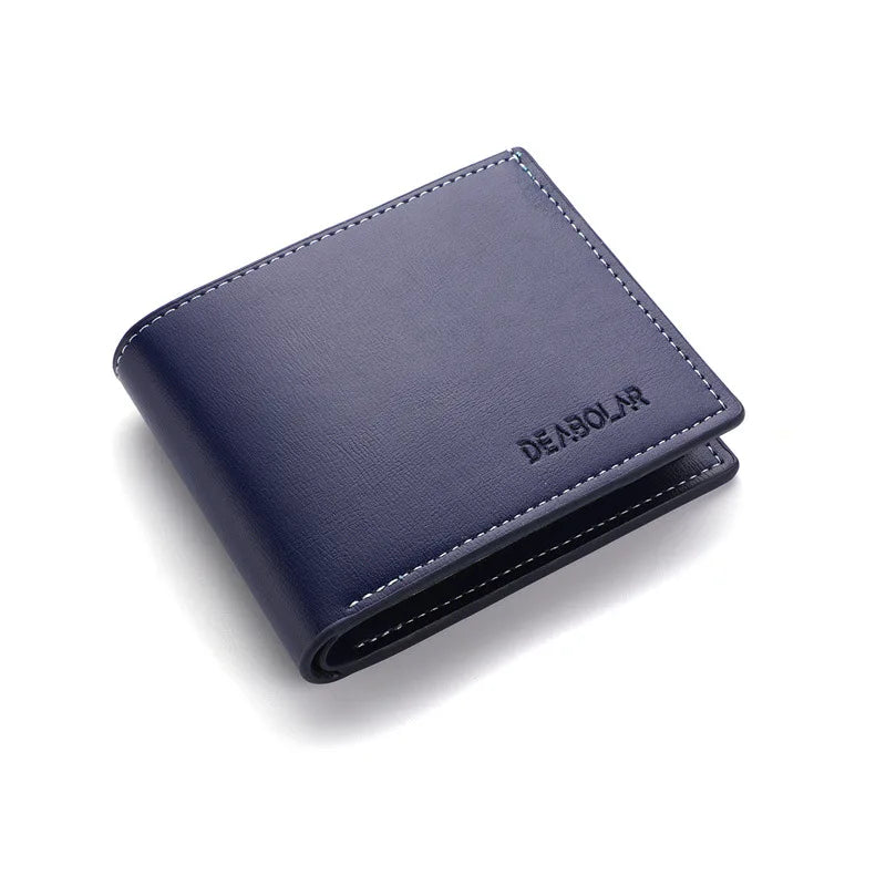 Portefeuille Homme Cuir PU Court Slim - Porte-Cartes Pliable Jeune Homme