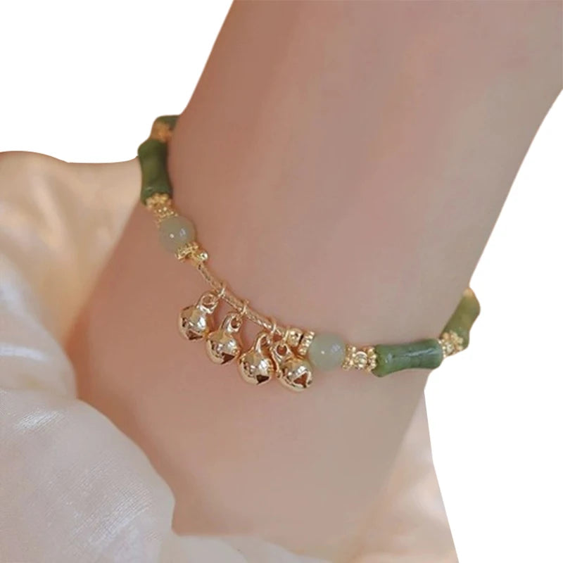 Bracelet Bangle Bambou Rétro Style Chinois Clochette – Exquis Pendentif Mode Femme