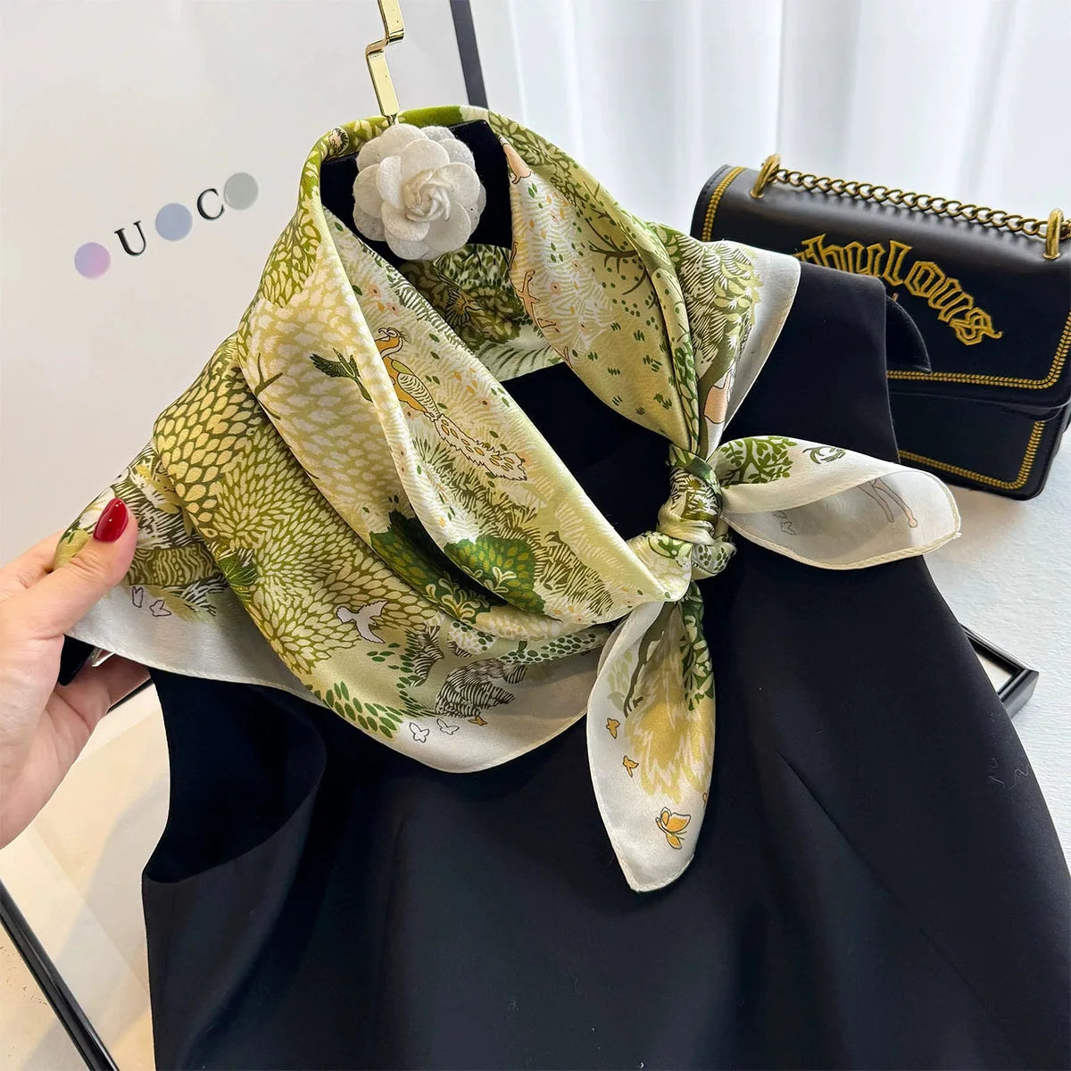 Foulard Carré Soie Naturelle 100% 65cm Femme - Neckerchief Châle Hijab Bandana Luxe