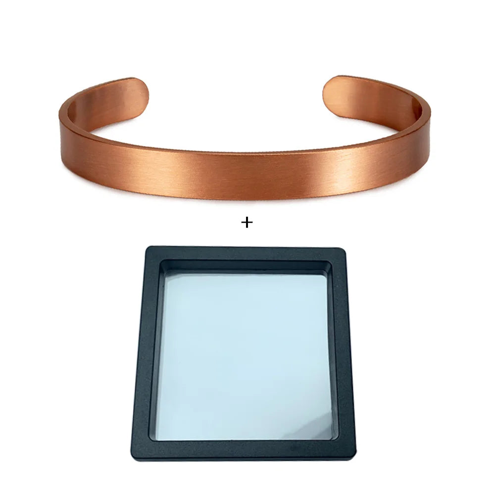 Bracelet Manchette Cuivre Pur Mat – Ouvert Ajustable 9,5mm, Unisexe