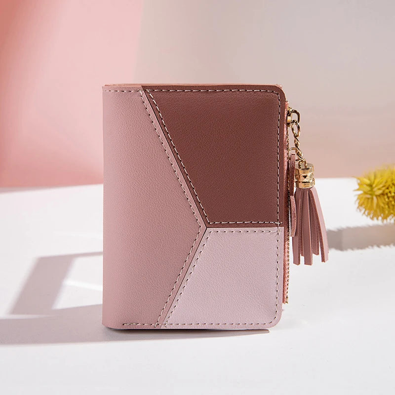 Portefeuille Femme Pliable Cuir PU - Porte-Cartes Portable avec Porte-Monnaie