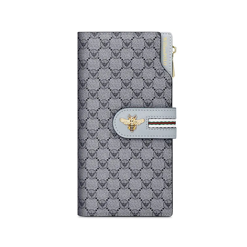 Portefeuille Femme Long Personnalisé Porte-Carte - Sac à Main Multifonction Téléphone Vert Tendance