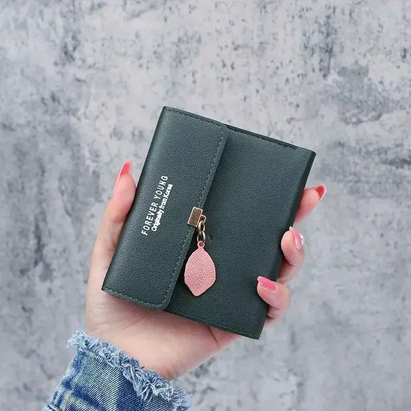 Portefeuille Femme Court Trifold Cuir PU Pompon - Clutch Coin Purse Hasp Luxe Fashion Tendance Violet