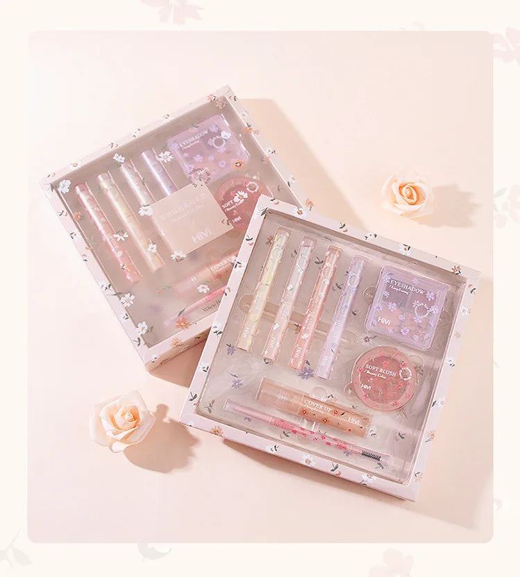 Set Maquillage 8 Pièces Complet - Rouge à Lèvres Correcteur Ombre Paupières Sourcils Blush Kit Beauté