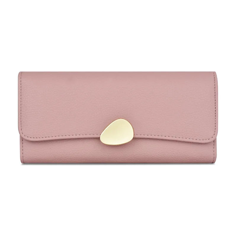 Portefeuille Femme Long Cuir Simple Fashion - Porte-Carte Crédit Porte-Chéquier Rouge Kaki Élégant