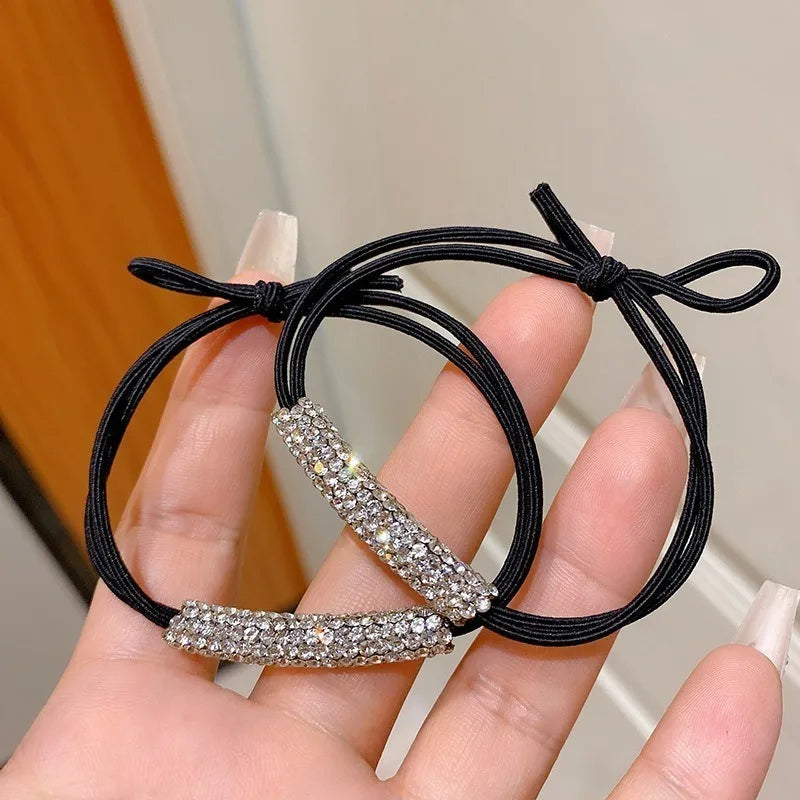 Élastiques Cheveux Strass Coréens Brillants - Chouchous Sans Couture Femme Fille Y2K Sweet