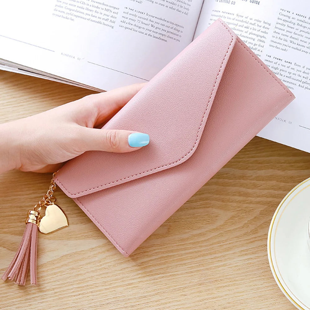 Portefeuille Femme Long Cuir PU - Pochette Clutch Porte-Cartes avec Porte-Monnaie