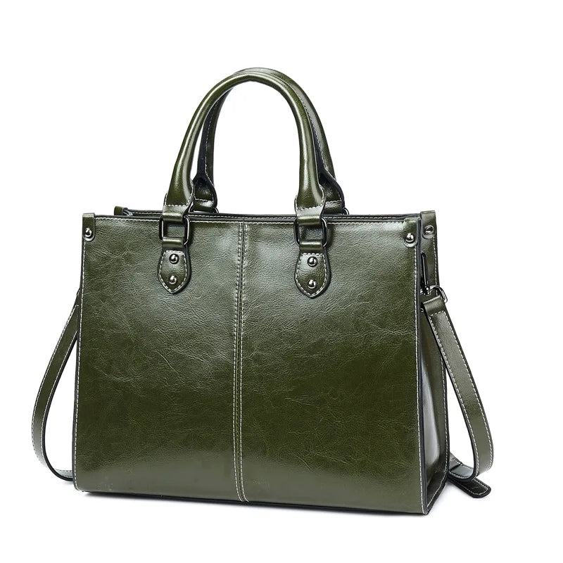 Sac Tote Femme Cuir Véritable Vachette - Grande Capacité Shopping Office 2026