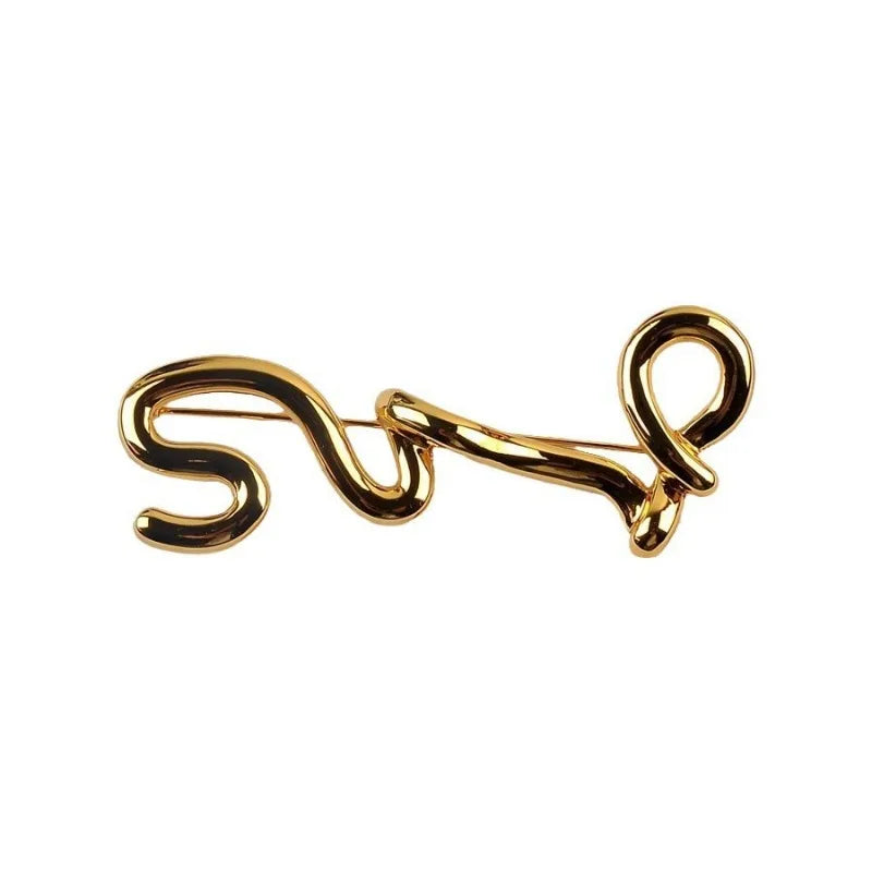 Broche Métal Dorée Irrégulière – Design Européen Moderne Tendance