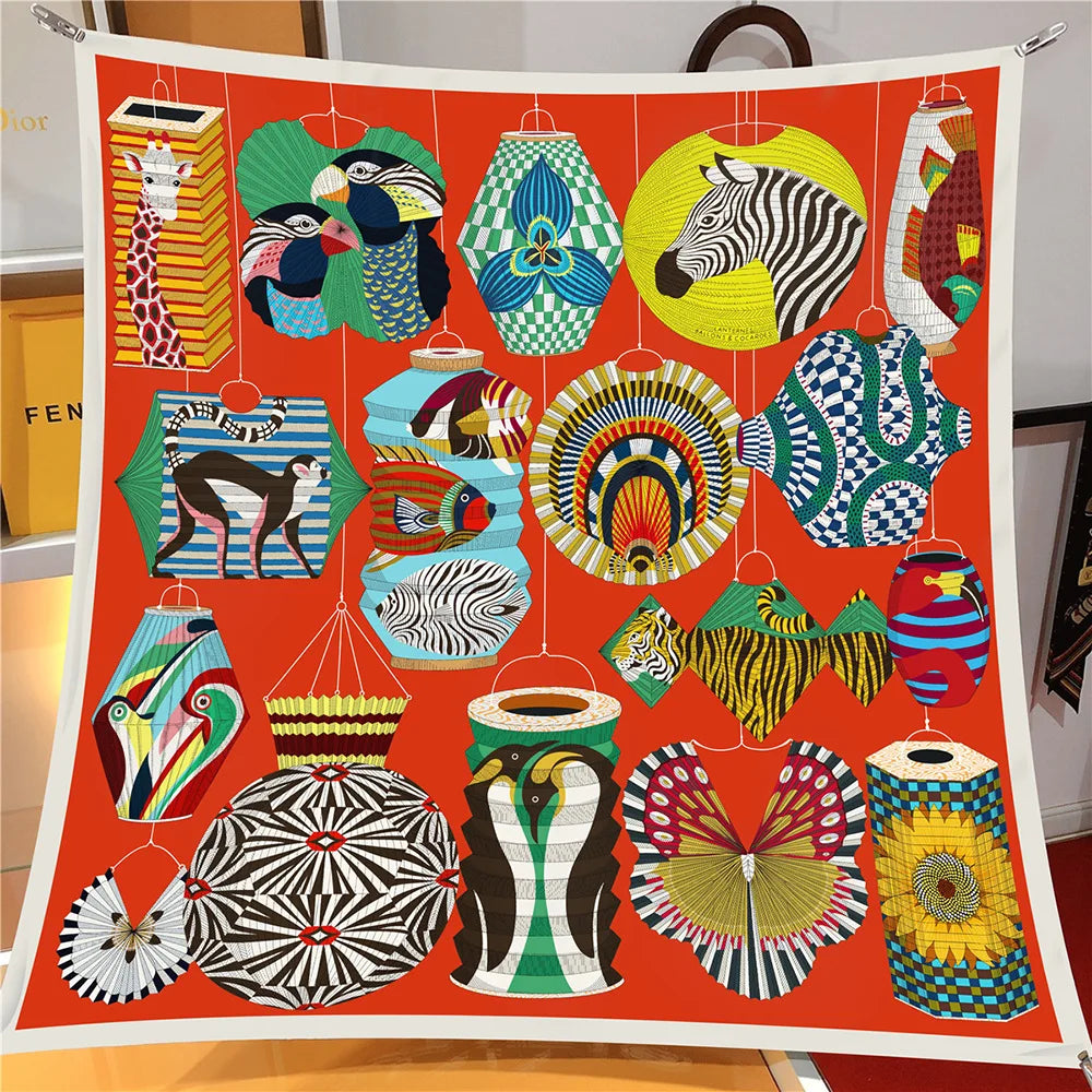 Foulard Carré Soie 90x90cm Imprimé Animaux Femme - Écharpe Châle Design Premium