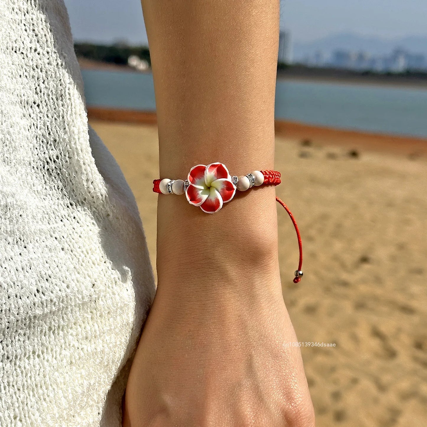 Ensemble Bijoux Fleurs Tressées Bohème Grande Fleur – Collier Boucles Rose Rouge Bleu Plage Femme