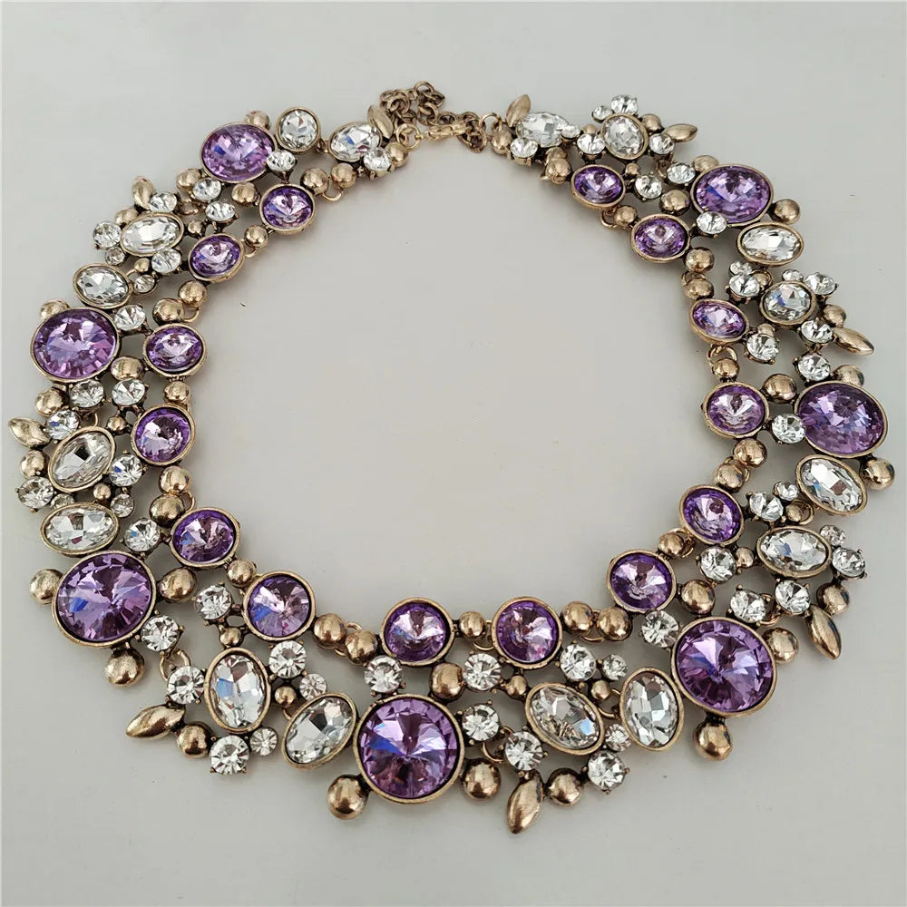 Ensemble Collier Ras-du-Cou Indien Vintage Perles Cristaux + Boucles d'Oreilles – Bohème Ethnique Femme