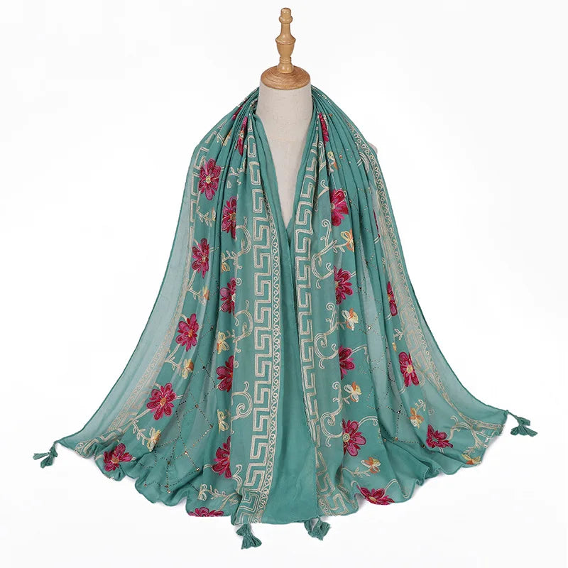 Hijab Imprimé Aquarelle Premium - Voile Femme Doux et Léger