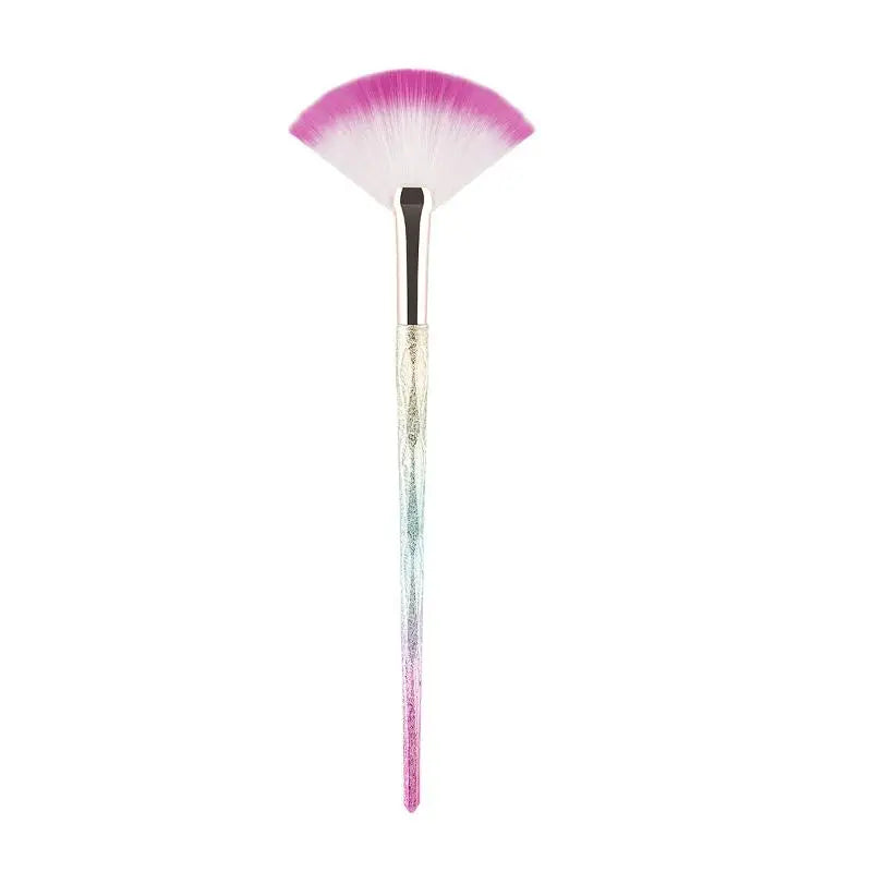 Pinceau Blush Éventail Rose Gold - Highlighter Poudre Libre Visage Ultra-Doux Coréen Beauté Professionnelle