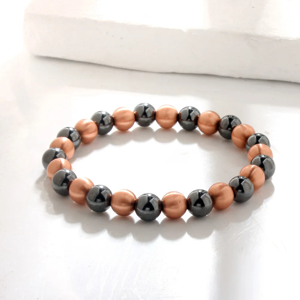 Bracelet Perles Cuivre & Hématite – Bijou Unisexe Équilibre & Style
