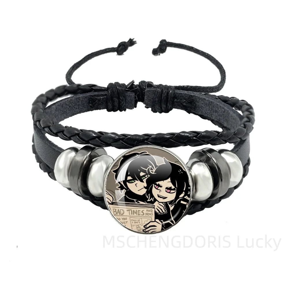 Bracelet Gaming Coffin Andy Leyley – Cuir Multicouche Tressé Noir Unisexe