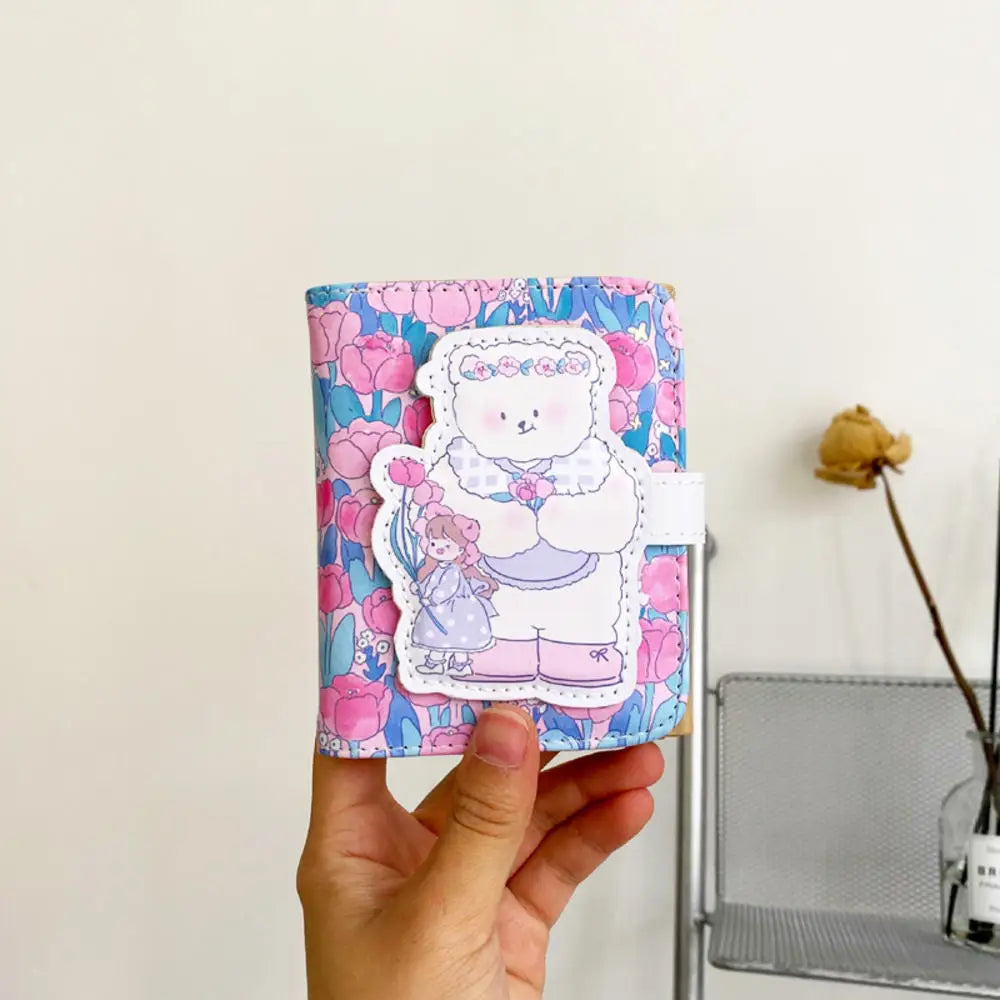 Portefeuille Femme Court Ourson Kawaii - Porte-Monnaie Cartoon Mignon Trifold Porte-Carte Étudiant