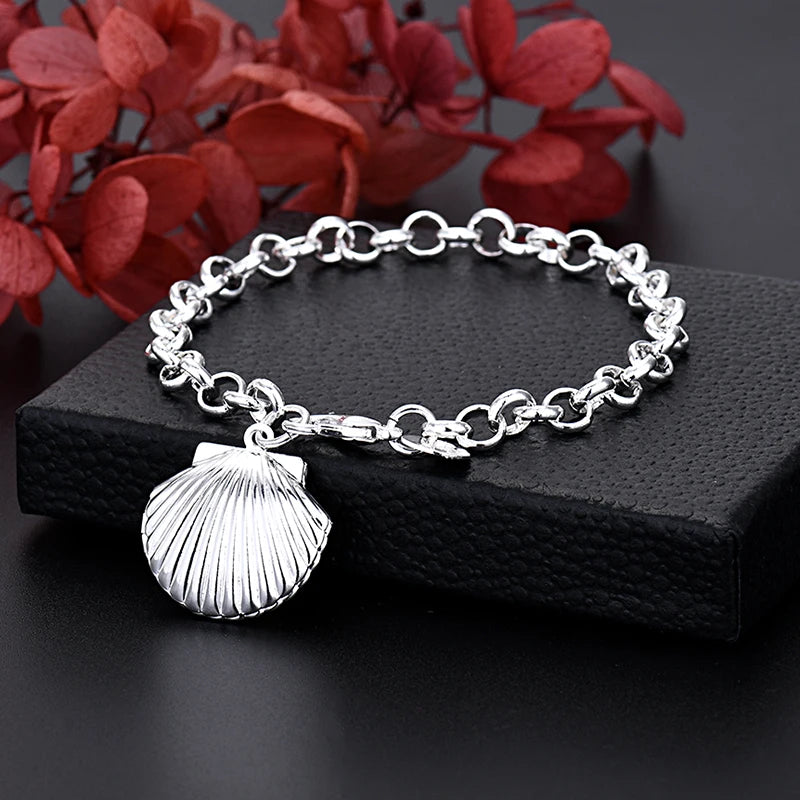 Bracelet Argent Sterling 925 Chaîne Carrée Solide - Bijou Femme Homme Unisexe Cadeau Mariage Soirée