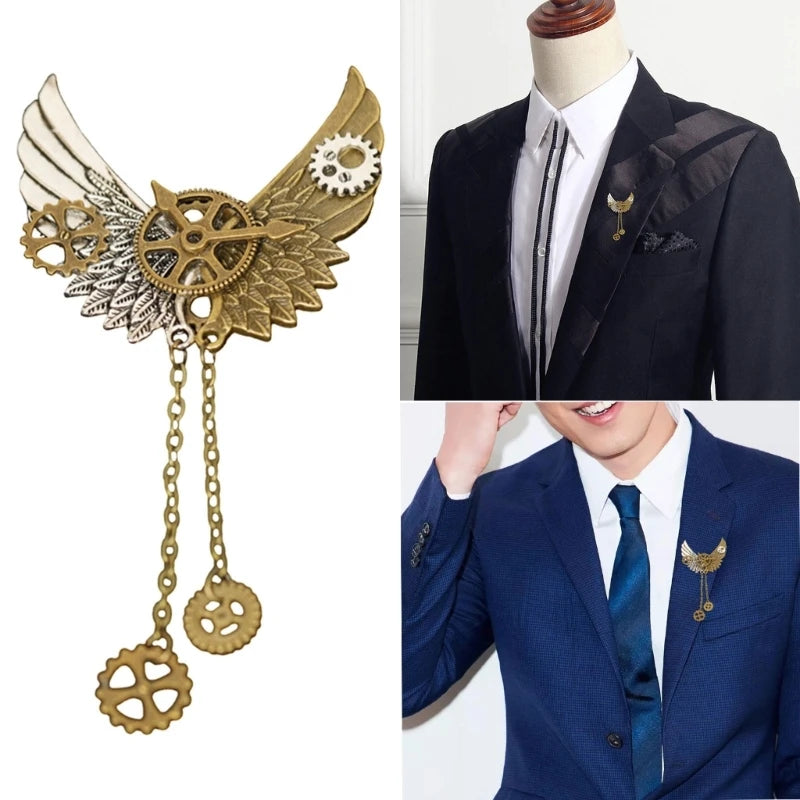 Broche Steampunk Engrenages Mécaniques – Pin's Revers Vintage Unisexe