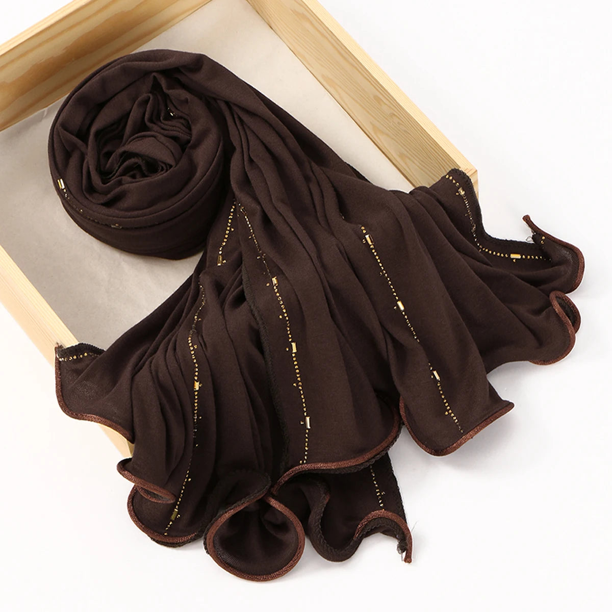 Hijab Jersey Coton Premium - Voile Bordure Scintillante Femme
