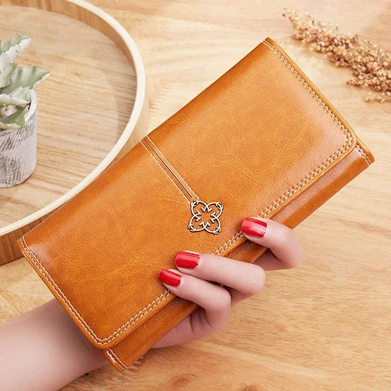 Portefeuille Femme Long Cuir PU - Porte-Cartes Classique avec Fermeture Éclair