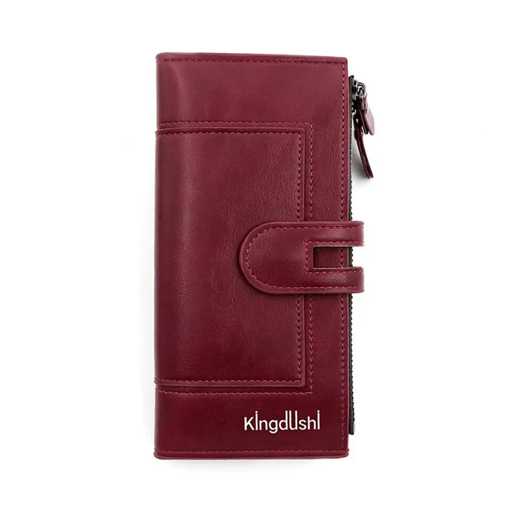 Portefeuille Femme Long Cuir Vintage RFID - Porte-Chéquier Carnet Chèques Protection Anti-RFID Élégant