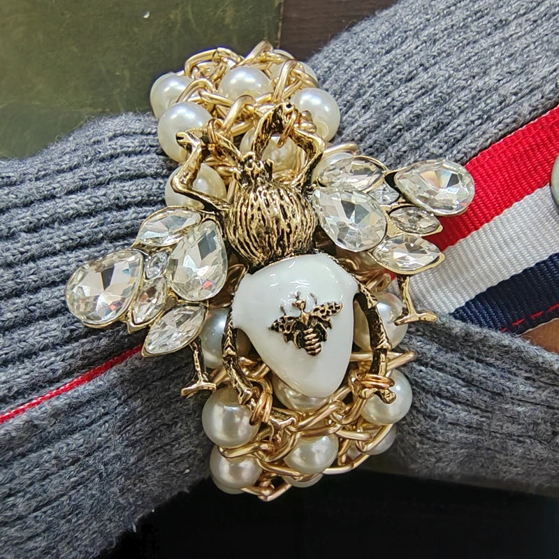 Bracelet Perle Abeille Élastique Luxe Fait Main – Bangle Pierre Semi-Précieuse Soirées Femme