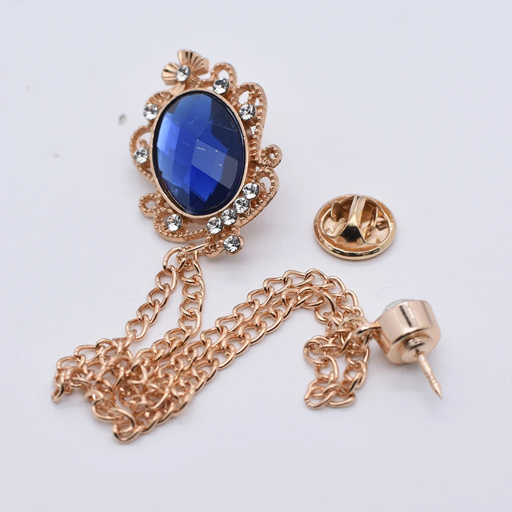 Broche Rose Tissu Vintage Chaîne Pompons – Pin's Col Costume Unisexe