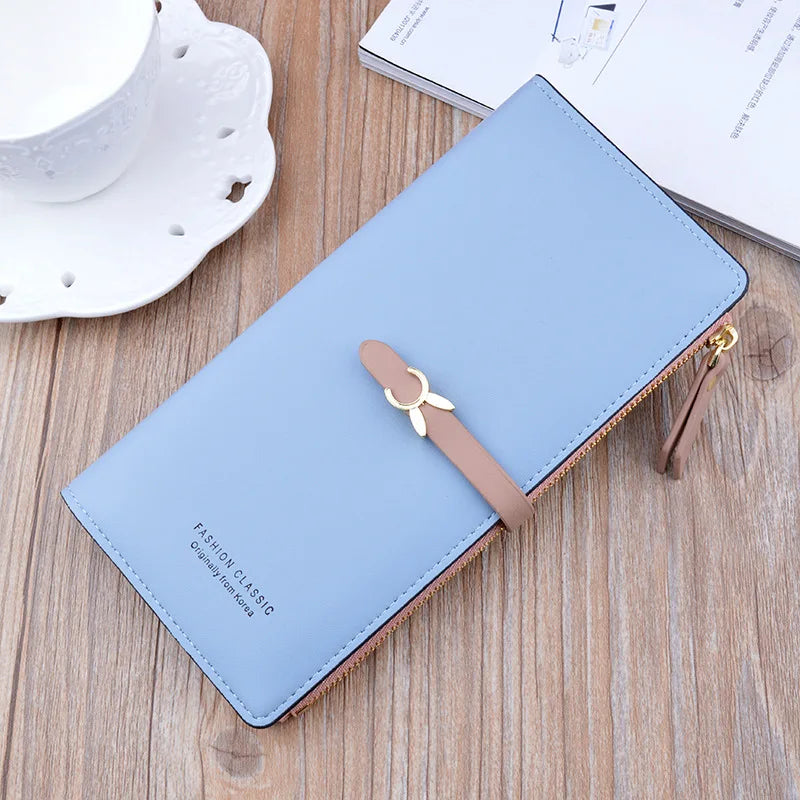 Portefeuille Femme Long Cuir Luxe Slim - Porte-Carte Crédit Clutch Élégant Tendance