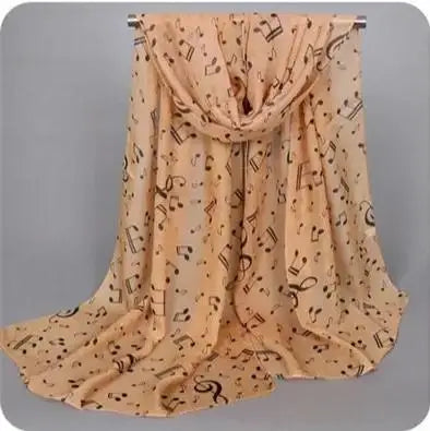 Foulard Mousseline Notes Musique Femme - Châle Soie Imprimé Doux Polyvalent