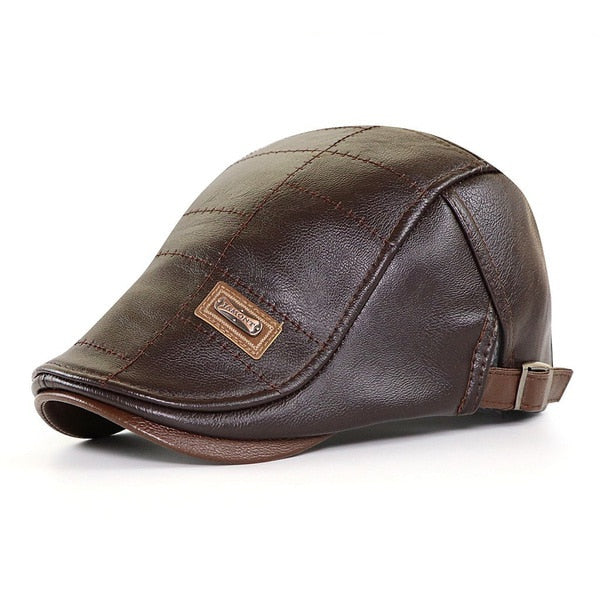 Béret Cuir Unisexe Vintage - Casquette Newsboy Rétro Angleterre Automne Hiver