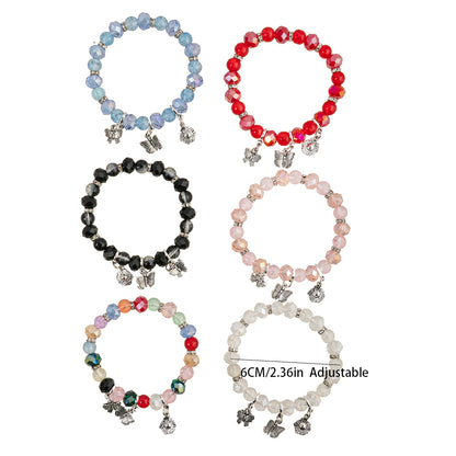 Ensemble 6 Bracelets Perles Verre Fleurs Papillons – Stack Coloré Tendance