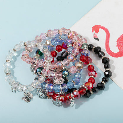 Ensemble 6 Bracelets Perles Verre Fleurs Papillons – Stack Coloré Tendance