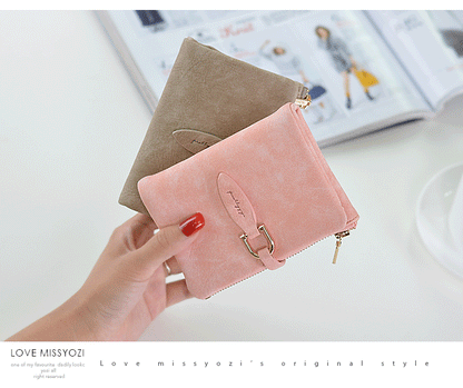 Portefeuille Femme Court Vintage Cuir PU Bouton Pression - Clutch Petit Porte-Monnaie Mat Fashion 2026