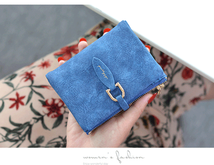 Portefeuille Femme Court Vintage Cuir PU Bouton Pression - Clutch Petit Porte-Monnaie Mat Fashion 2026