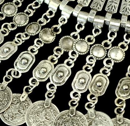 Parure Bijoux Afghan Bohème – Collier Choker Pièces Pompons Boucles