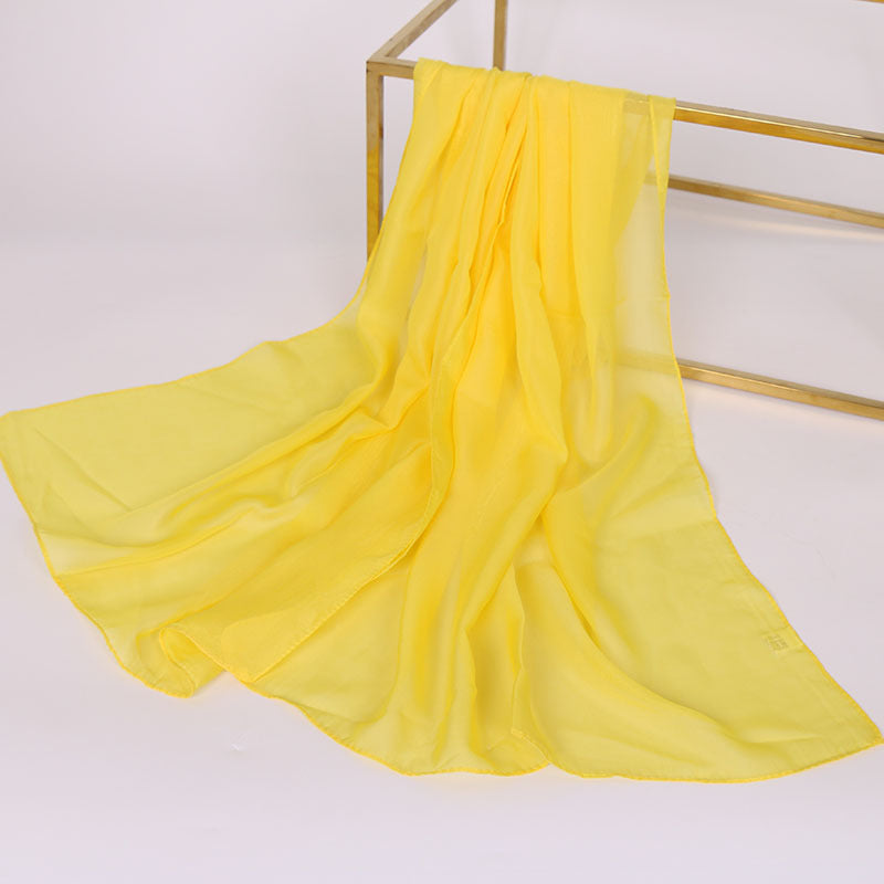 Foulard Soie Mousseline Luxe Femme - Écharpe Tête Plage Bandana Hijab Été