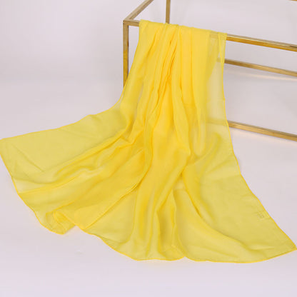 Foulard Soie Mousseline Luxe Femme - Écharpe Tête Plage Bandana Hijab Été