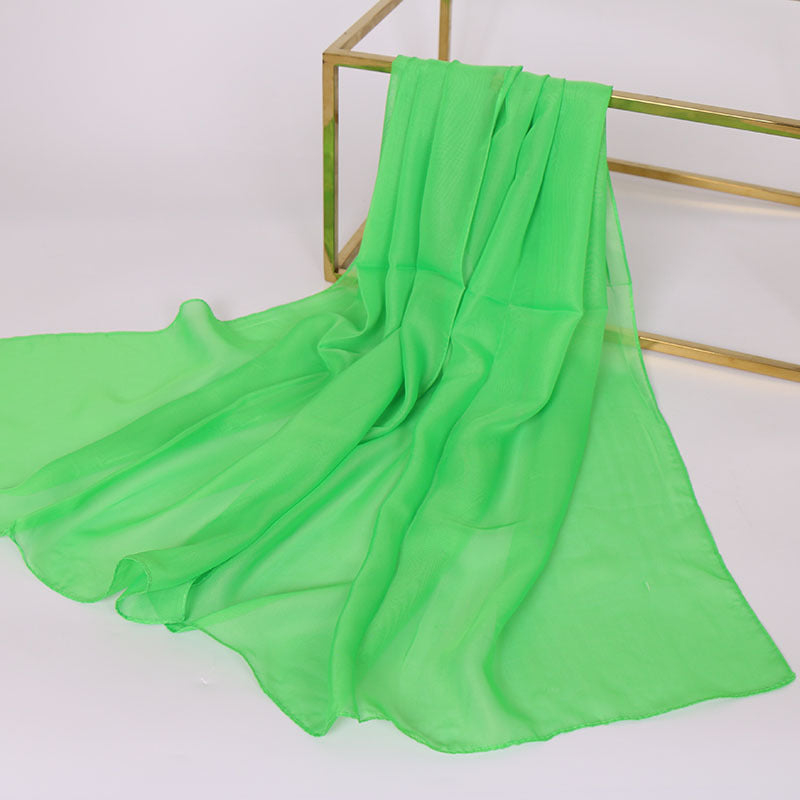 Foulard Soie Mousseline Luxe Femme - Écharpe Tête Plage Bandana Hijab Été