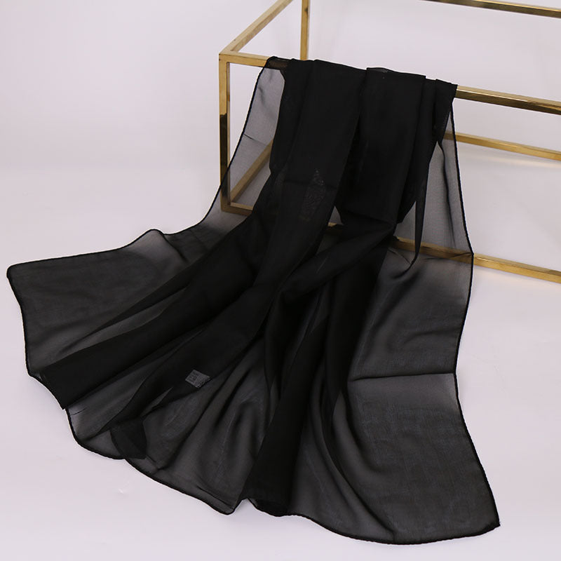 Foulard Soie Mousseline Luxe Femme - Écharpe Tête Plage Bandana Hijab Été